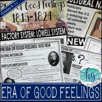 Preview of Era of Good Feelings PowerPoint & Notes (Monroe, Early Industry, and More )