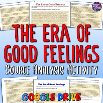Preview of Era of Good Feelings Primary Source Analysis Activity