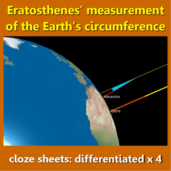 Preview of Eratosthenes measures the Earth: cloze sheets, differentiated x 4