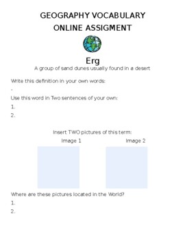 Erg "Geography Landforms" Assignment Northeast Education