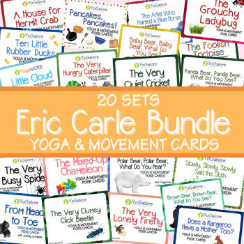 Preview of Preschool Activities for Animal Themes: Yoga & Movement Pose Cards (20 SETS)
