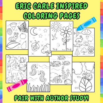 Preview of Eric Carle Books Coloring Pages Activity - Kindergarten Author Study Activities