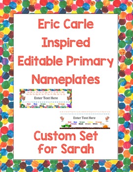 Eric Carle Inspired Classroom - Editable Primary Name Plates or Desk Tags