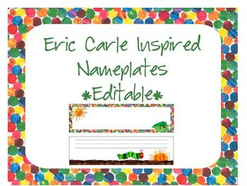 Preview of Eric Carle Inspired Classroom - Nameplates