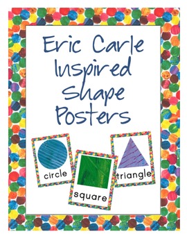 Preview of #sunnydeals24 Eric Carle Inspired Classroom 2D and 3D Shape Posters Math Wall