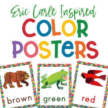 Preview of Eric Carle Inspired Color Posters | Color Signs 4 Sizes | Color Words Book Too