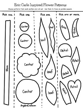 Eric Carle Inspired Flower Pattern Sheet by Amy Ward Creates | TPT