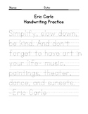Eric Carle Quote Handwriting Practice