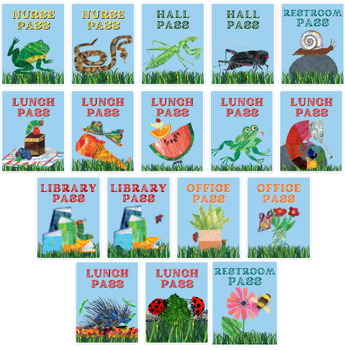 Preview of Eric Carle Classroom Theme Hall Passes