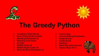 Preview of Eric Carle's The Greedy Python HUGE ACTIVITIES PACK (CCSS aligned)