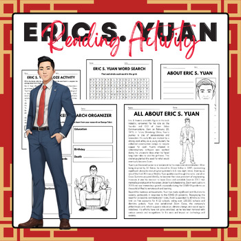 Preview of Eric S. Yuan - Reading Activity Pack | AAPI Heritage Month Activities