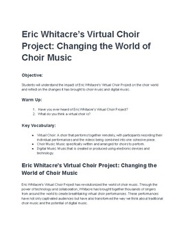 Eric Whitacre’s Virtual Choir Project: Changing the World of Choral Music