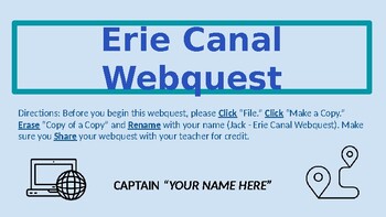 Preview of Erie Canal Webquest