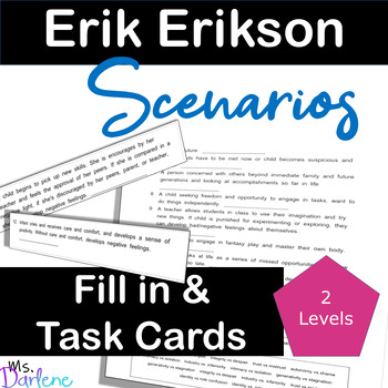 Preview of Erik Erikson Developmental Stages~Scenarios #1~Fill In & Task Cards~NO PREP