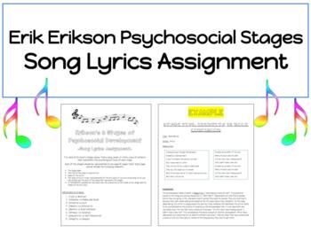 Preview of Erik Erikson's Psychosocial Stages Song Lyrics Assignment