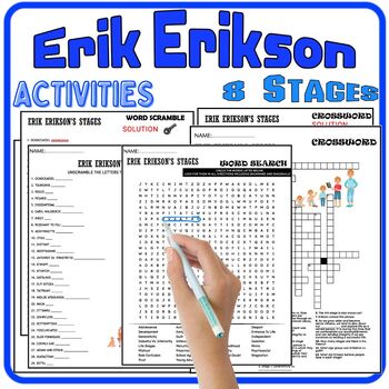 Preview of Erik Erikson's Stages Worksheets,Vocabulary,Puzzle,Wordsearch & Crosswords