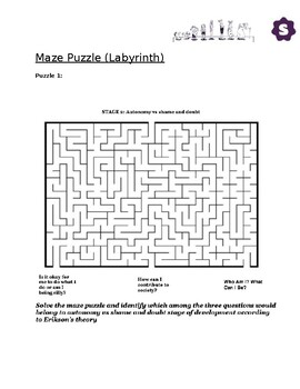 Preview of Erikson's 8 Stages Labyrinth Quest: Maze Puzzles - Sprouts Learning Materials