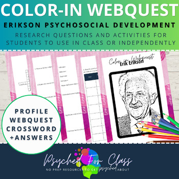 Preview of Erikson's Psychosocial Development Psychology Booklet Color-In Webquest
