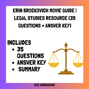 Preview of Erin Brockovich Movie Guide | Legal Studies Resource (35 Questions + Answer Key)