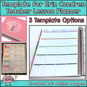 Preview of Erin Condren Teacher Planner Lesson Plan Template