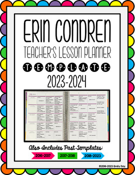 Preview of Erin Condren Teacher Planner Lesson Plan Template - EDITABLE