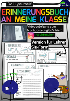 Preview of Erinnerungsbuch an meine Klasse #DO IT YOURSELF (männliche Version + SIE-Form)