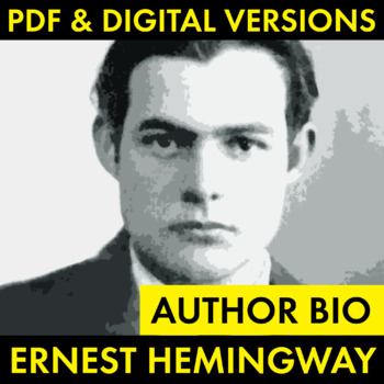 Preview of Ernest Hemingway Author Study Worksheet, Biography, PDF & Google Drive, CCSS