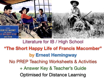 Preview of "The Short Happy Life of Francis Macomber" (Ernest Hemingway) + TEACH + ANSWERS