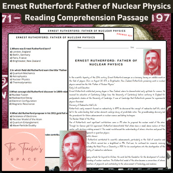 Preview of Ernest Rutherford: Father of Nuclear Physics Reading Comprehension Passage