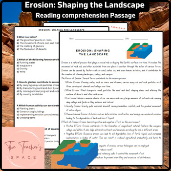 Preview of Erosion: Shaping the Landscape Reading Comprehension Passage