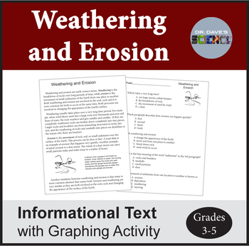 Preview of Weathering and Erosion Science Reading Comprehension 4th Grade Science