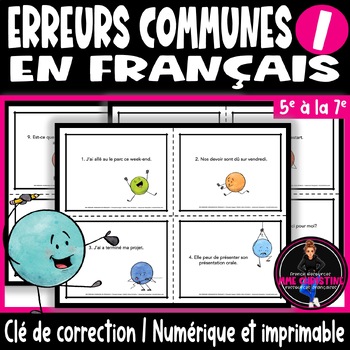 Preview of Erreurs communes en français 1 I cartes à tâches I French Mistakes Task Cards