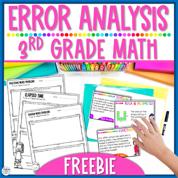 Preview of 3rd Grade Math Task Cards with Error Analysis FREEBIE