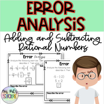 Preview of Error Analysis-Adding and Subtracting Rational Numbers Math Tasks