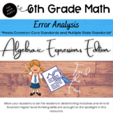 Error Analysis: Algebraic Expressions Edition- 6th Grade M