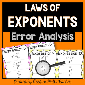 Preview of Error Analysis Cards Properties (Laws) of Exponents