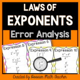 Error Analysis Cards Properties (Laws) of Exponents