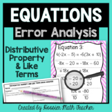 Error Analysis Equations Cards w/ Distributive Property & 