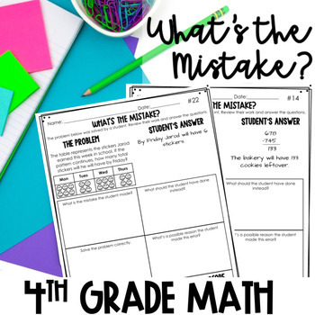 Preview of Error Analysis Math Problems for 4th Grade - Distance Learning