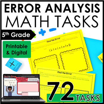 Preview of Error Analysis Math Tasks *Google Slides™ Included for Digital Math Activities