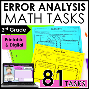 Preview of 3rd Grade Error Analysis Math Tasks w/ Google Slides™ Digital Math Activities