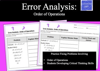 Preview of Error Analysis:  Order of Operations