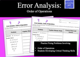 Error Analysis:  Order of Operations