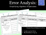 Error Analysis:  Simplifying Algebraic Expressions