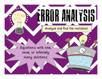 Preview of Error Analysis - Solving Multi Step Equations with One, None, or Many Solutions