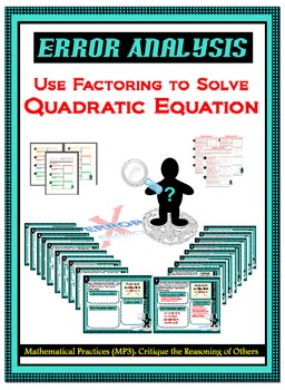 Preview of Error Analysis - Solving QUADRATIC EQUATION by FACTORING