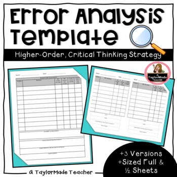 Preview of Error Analysis Template - Critical Higher-Order Thinking {3 Versions}