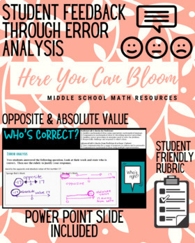Preview of Student Feedback through Error Analysis - Opposites & Absolute Value