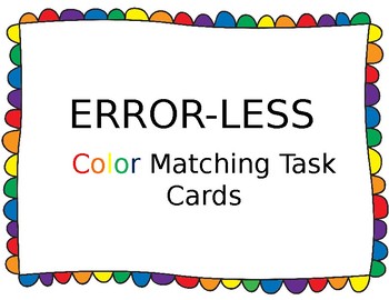 Preview of Error-less Color Matching Task Cards