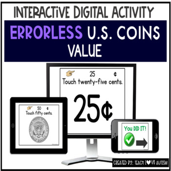 Preview of Errorless U.S. Coin Values Digital Interactive PDF and Boom Cards